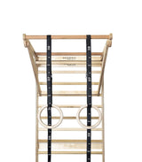 Stall Bar Training Tower: Swedish Ladder with Adjustable Pull-Up Dip Bar Attachment (1.5" Round, Beech Rungs) Beyond Balance