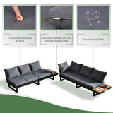 LUXOAK 6-Piece Patio Furniture Sets, Outdoor Aluminum Furniture Sofa, with Wood Side Table & Washable Cushions LUXOAK