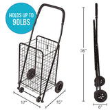 DMI Utility Cart with Wheels to be used for Shopping, Grocery, Laundry and Stair Climber Cart, Weighs 7.5 Pounds but holds up to 90 Pounds, Compact and Foldable, Black DMI