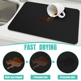 WISELIFE Coffee Mat Super Absorbent Dish Drying Mat Coffee Bar Accessories Match with Coffee Maker Coffee Machine Coffee Pot Large Drying Mats for Kitchen Counter 12" W x 19" L, Black WISELIFE