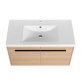Beyondnext 36" Bathroom Vanity with Sink, 36 Inch Floating Bathroom Vanity, Single Sink Bathroom Vanity Combo, Modern Bathroom Vanity, Brown Wall Mounted Cabinet Set Beyondnext