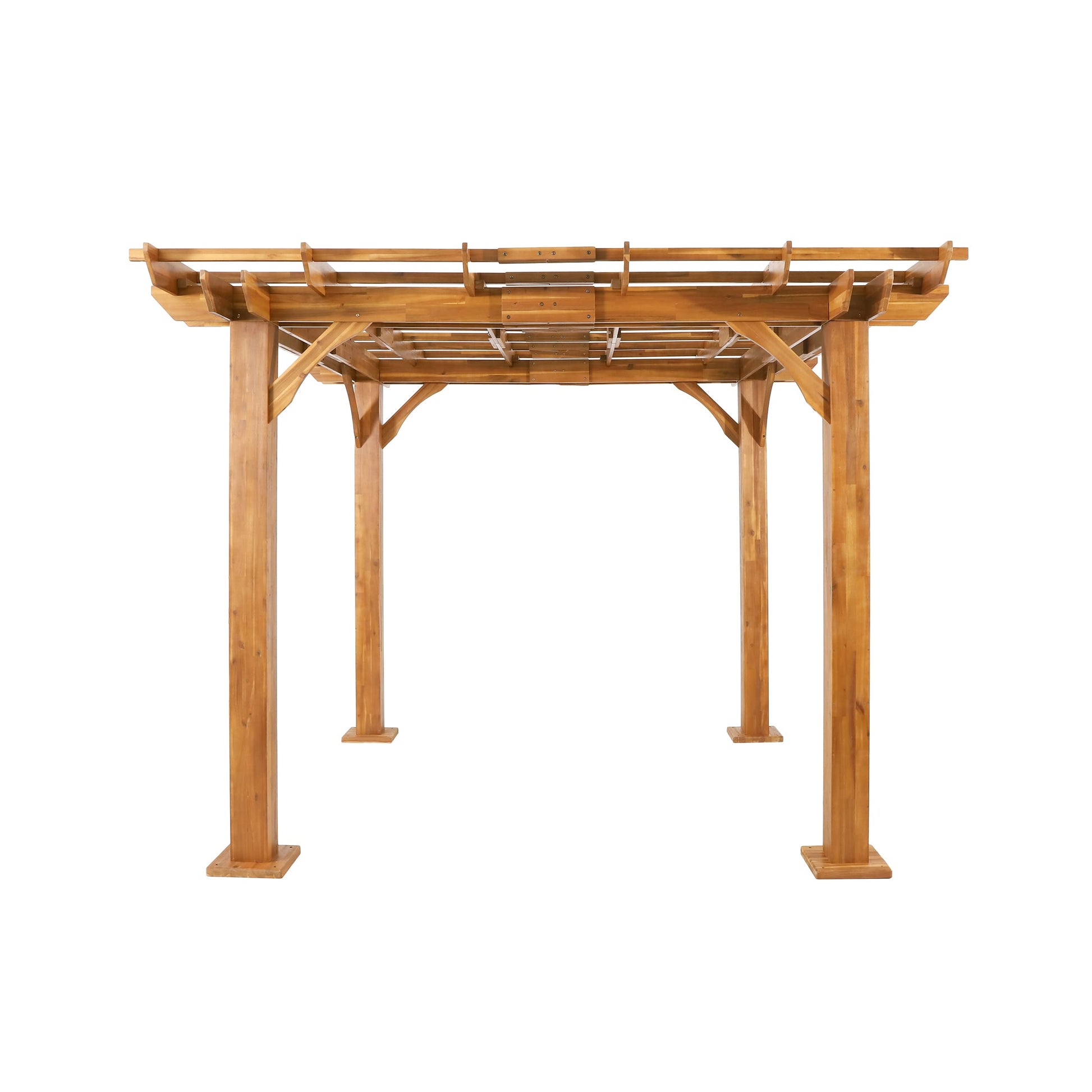 Thayer Outdoor 10' x 10' Pergola - Acacia Wood - Teak - WoodArtSupply