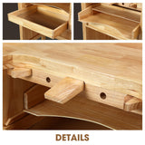 DNA MOTORING Heavy Duty Wood Workbench, Wooden Workbench with 5 Drawers for Workshop, Garage, W/Adjustable Handle, TOOLS-00524 DNA MOTORING