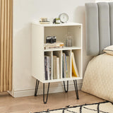 Leesingdo Record Player Stand with Vinyl Storage, Cabinet Holds Up to 150 Albums, End Table for Turntable, Living Room, White Leesingdo