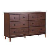 Walker Edison Modern 6-Drawer Solid Wood Dresser Bedroom Storage, 57 Inch, Walnut Walker Edison