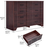Farmhouse 8 Drawers Dresser for Bedroom, Wood Large Chest of Drawers, Long Dressers Double Dresser, Curved Wide Dresser Storage Dressers Organizer for Bedroom, Closet, Living Room,Hallway & Entryway FFBCFDK