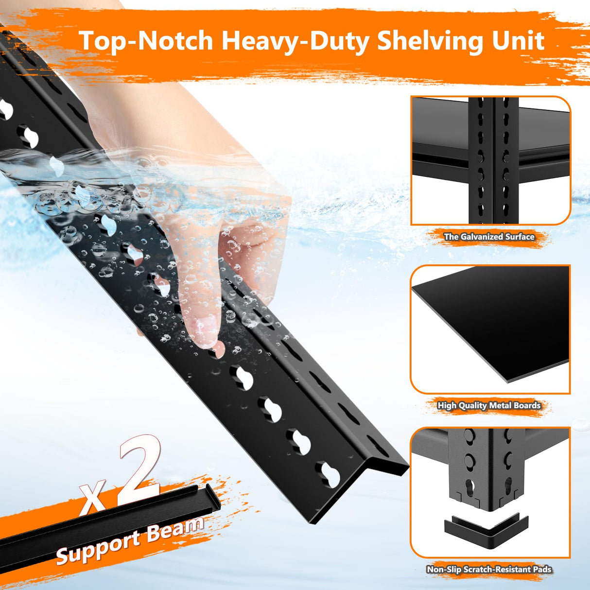 Storage Shelves Heavy Duty 2 PCS,60" L x 24" W x 78" H Garage Storage Shelves Unit Loads 3700LBS, 5-tier Adjustable Metal Industrial Utility Shelf Rack for Kitchen, Laundry Room, Warehouse, Basement ROOMTEC