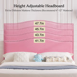 VECELO Queen Bed Frame Platform Bed Frame with Upholstered Headboard, Strong Frame and Heavy-Duty Slats Support, Non-Slip and Noise-Free, Easy Assembly,Pink VECELO