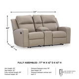 Signature Design by Ashley Lavenhorne Contemporary Faux Leather Manual Reclining Loveseat with Console and Cup Holders, Beige Signature Design by Ashley