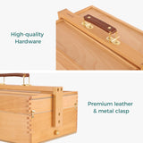 VISWIN Multi-Function Artist Storage Box, Portable Solid Beech Wooden Tool Box with Drawer, Three Layers Art Supplies Storage Box for Paint Brush, Pen, Pastel, Paining Supplies, 13 1/2" x9 1/2"x5" VISWIN