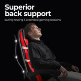 N-GEN Video Gaming Chair with Footrest High Back Ergonomic Comfortable Office Computer Desk with Lumbar Support Height Adjustable with PU Leather Recliner for Adults Women Men (Red) NEO CHAIR