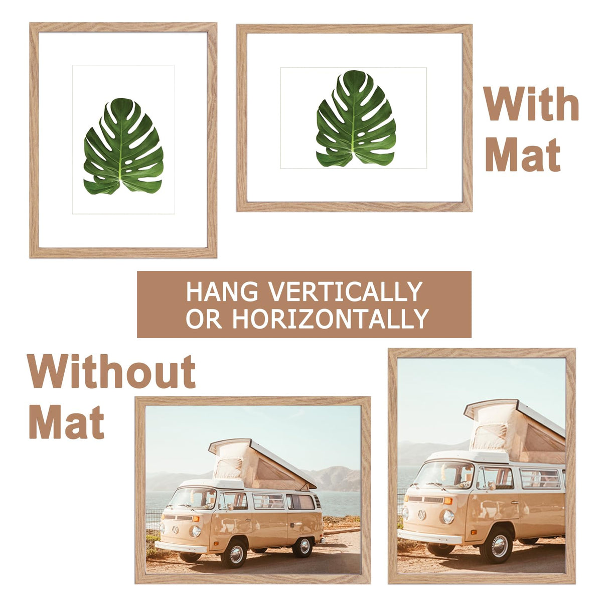 KTKDE 5x7 Picture frame Set of 2,4x6 with mat 5x7 without Mat,Modern Style Wood Composite Frame, Real Glass, Studio Gallery 5x7 frame Wall Mount and Tabletop Display Family Friends Wedding Ideal Gift KTKDE