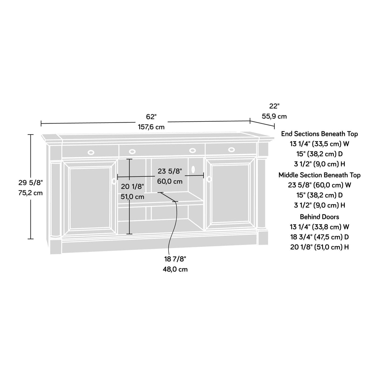 Sauder Palladia Credenza, Select Cherry finish Sauder