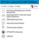 HP Color Laserjet Pro MFP 3301sdw Wireless All-in-One Color Laser Printer, Scanner, Copier, Best-for-Office (499Q3F) HP