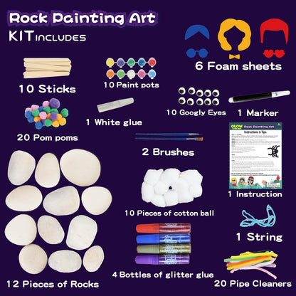 Wings Gaint Rock Painting Kit Glow in The Dark, Arts and Crafts for Kids Ages 6-12, Kids Painting Set,12 Painting Rocks for Kids, Crafts Kit for Boys Girls Gift, DIY Kids Activity - WoodArtSupply