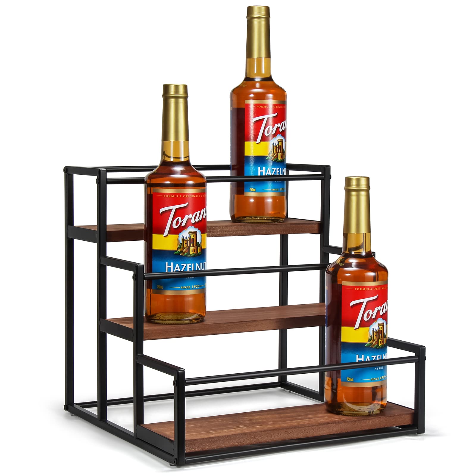 THYGIFTREE Coffee Syrup Rack Organizer Syrup Bottle Holder Stand for Coffee Bar 3-Tier 12 Bottles Storage Shelves for Syrup, Wine, Dressing for Kitchen Coffee Station - WoodArtSupply