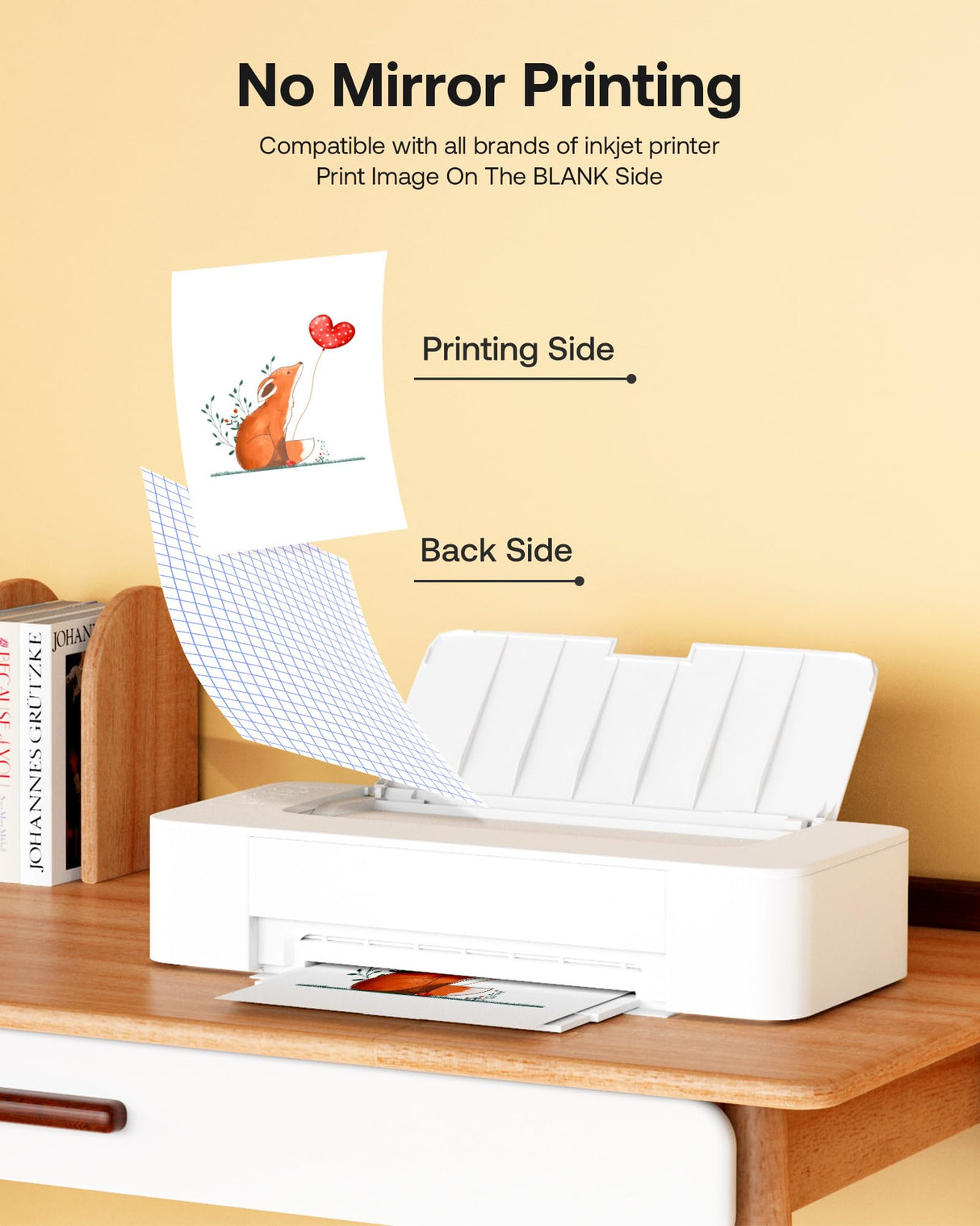 Hiipoo Heat Transfer Paper for T Shirts 25 Sheets, 8.5"x11" Printable Heat Transfer Vinyl for Inkjet Printer Iron on Transfers for Dark Fabric Hiipoo