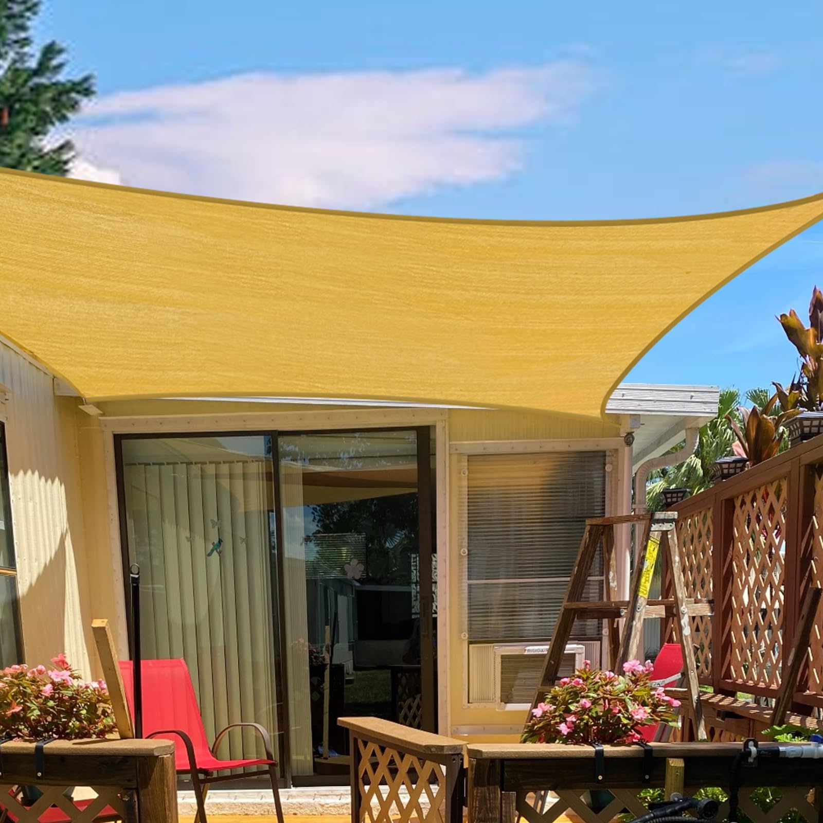 SUNLAX Sun Shade Sail,8'x10' Sand Rectangle Canopy Shades for Outdoor Patio Pergola Cover Sunshade Sails UV Blocking Canovas Covers - WoodArtSupply