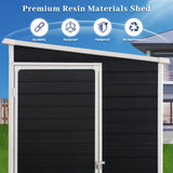 FammyLoft 4‘x8’ Lean to Shed, Resin Storage Sheds Outdoor with Floor Included, Plastic Sheds & Outdoor Storage Clearance with 2 Windows, Backyard Storage Sheds for Garden Tools, Bicycle FammyLoft