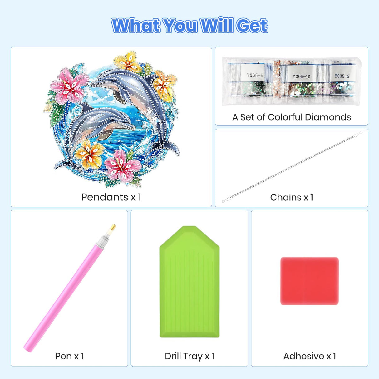 MOGTAA Dolphin Diamond Art Hanging Pendant Kits, 5D Special Shape Diamond Art Kits for Adults, Crystal Rhinestones Flowers Diamond Painting Gem Art for Home Garden Wall Decor MOGTAA