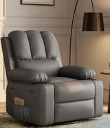 dainslef 22'' Manual Recliner Chair for Adults, PU Leather Recliner with Cup Holders and Side Pockets, Ergonomic Design for Nursery, Living Room, Bedroom, and Home Theater, Grey dainslef