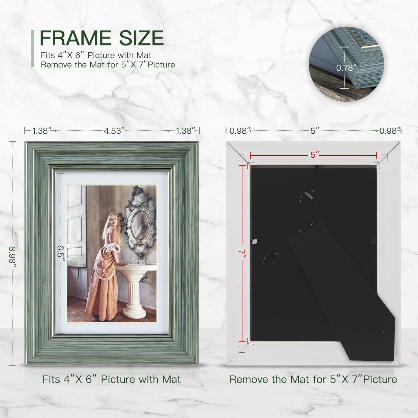 XUANLUO 3 Pack 5x7 Inch Picture Frames Farmhouse Rustic Vintage Distressed Wood Grain Photo Frame with Plexiglass for Table Top Display and Wall Hanging