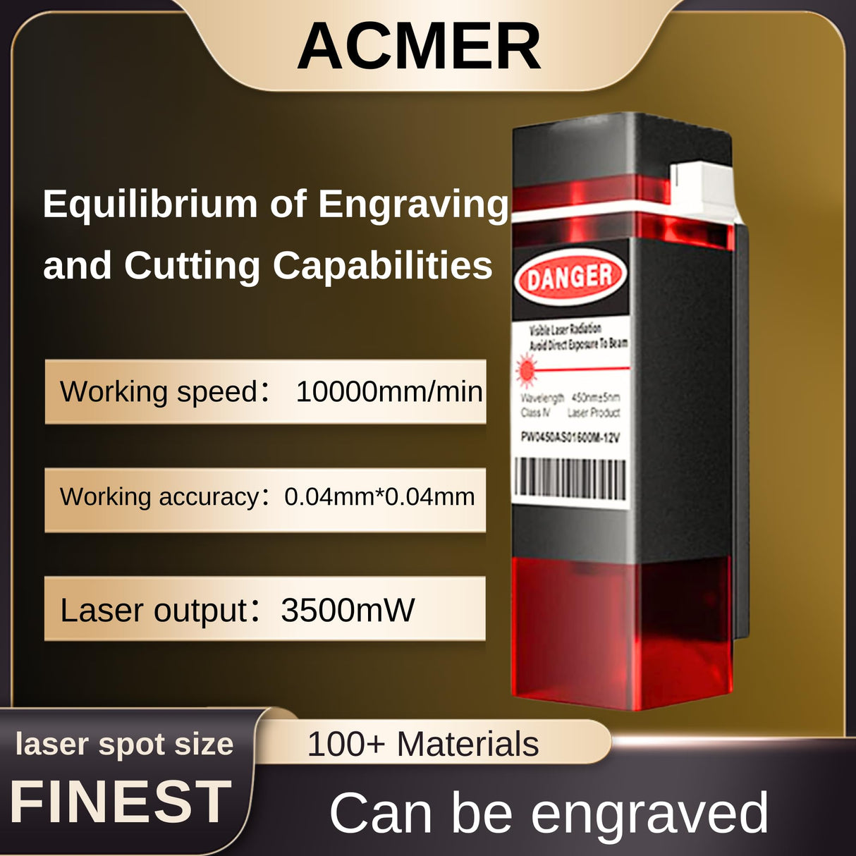 ACMER S1 Laser Engraver for Beginner Mini Laser Engraving Machine for Wood Metal, Laser Class4 (S1 3500mW) ACMER
