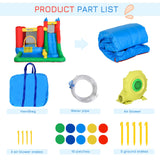 Outsunny 6-in-1 Kids Bounce House Inflatable Water Slide with Pool, Water Cannon, Climbing Wall, Inflator Included, Jumping Castle Kids Backyard Activity Outdoor Water Play Toy Outsunny
