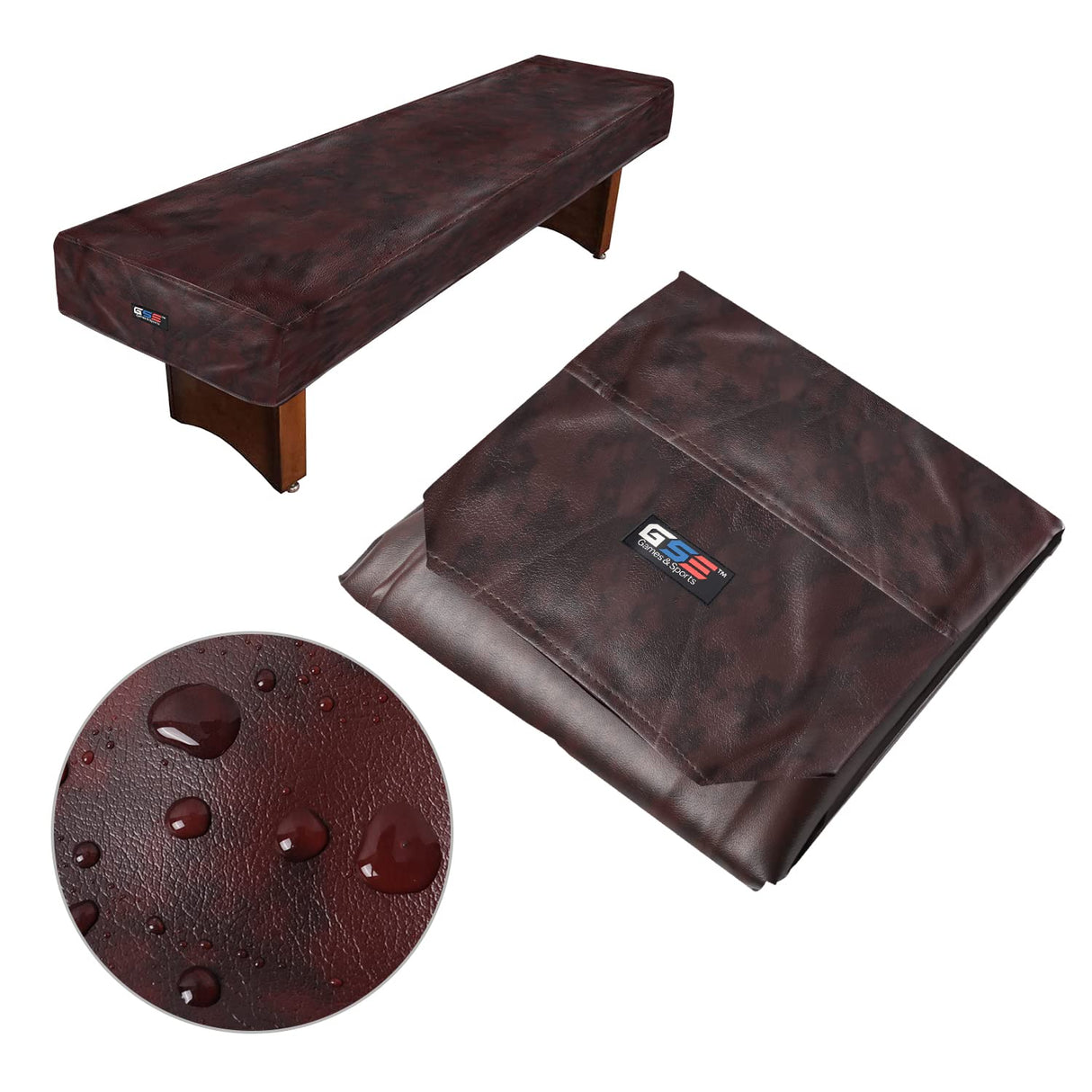 GSE 12' Heavy-Duty Leatherette Shuffleboard Table Cover for Shuffleboard Table Accessories(Brown) GSE Games & Sports Expert