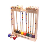 AmishToyBox.com Deluxe Croquet Game Set - 8 Player - with Wooden Stand (Four 28" Handles/Four 32" Handles) AmishToyBox.com