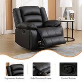 EBELLO Faux Leather Manual Recliner Chair, Single Reclining Sofa Chair Couch with 2 Concealed Cup Holders, Overstuffed Armrest Backrest for Living Room, Bedroom, Meeting Room, Black EBELLO