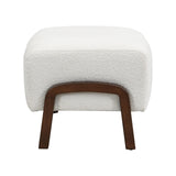 Christopher Knight Home Gypso Set of 2 Boucle Fabric Upholstered Ottoman, Wooden Small Ottoman Coffee Table, Modern Living Room Foot Stool, Extra Seat Sofa Footrest, White+Dark Brown Christopher Knight Home