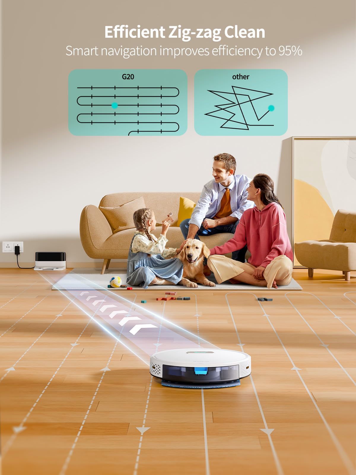 HONITURE Robot Vacuum and Mop Combo, 4000pa Strong Suction, G20 Robot Vacuum Cleaner with Self-Charging, 150Mins Max, App&Remote&Voice Control, Super-Slim, Ideal for Pet Hair HONITURE