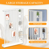 Wall Room Divider, Freestanding Wood Room Divider Shelf with Shelves, Divider Screen Separator Screen with Storage, Wall Divider for Room Separation, for Home Office Decorative(White,39.4IN) UKETO
