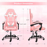 Pink Gaming Chair, Big and Tall Gamer Chair, Racing Style Adjustable Swivel Office Chair, Ergonomic Video Game Chairs with Headrest and Lumbar Support Simple Deluxe