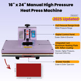 16x24 Heat Press Machine for T Shirts,1.8-2kw, Slide Out Sublimation Heat Transfer Press Suitable for Family, Small Business, or Industrial Use. (Purple, 16x24 Manual) Eonvest