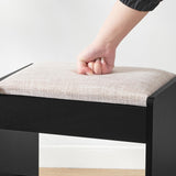 FIONESO Vanity Desk with Mirror & Lights, Makeup Vanity with 6 Drawers, 6 Open Shelves and Power Outlet, 48” Storage Makeup Vanity Desk with Stool Bench for Women, Girls, Bedroom, Black FIONESO