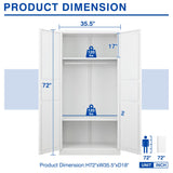 BYNSOE Metal Storage Locker 72'' Metal Wardrobe for Home Metal Storage Cabinet with Hanging Rod for Office Hospital Home Office Require Assembly (White, 72inch) BYNSOE