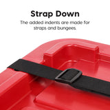 IRIS USA 27 Gallon Heavy Duty Truck Bed Toolbox Storage Tote Bins with Lids, 4 Pack - Made in USA, Tough Snap On Lockable Lid Stackable Industrial Tubs, Garage Organization Reusable Box - Red Iris Ohyama