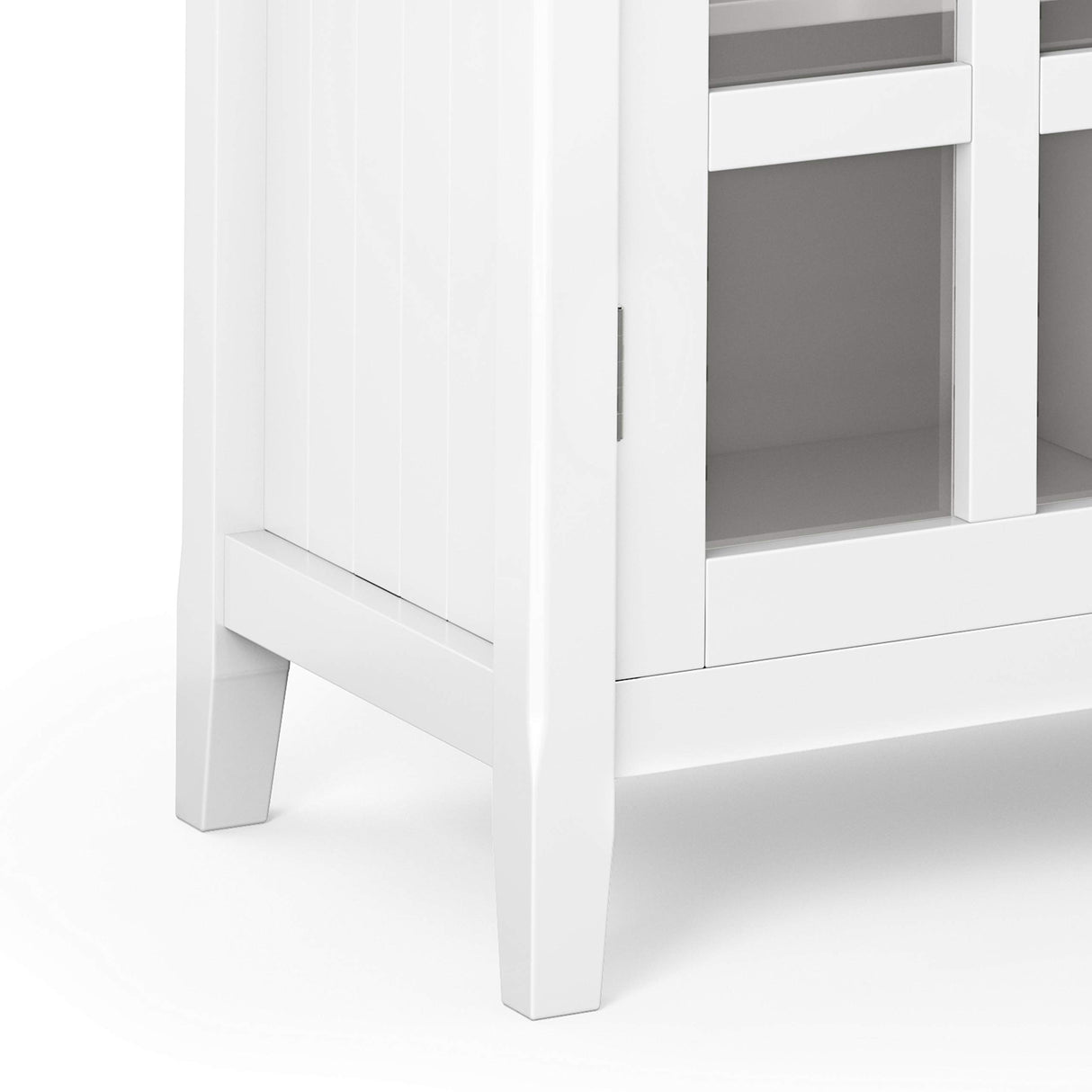 SIMPLIHOME Acadian SOLID WOOD 39 inch Wide Transitional Medium Storage Cabinet in White, with 2 Tempered Glass Doors, 4 Adjustable Shelves SIMPLIHOME