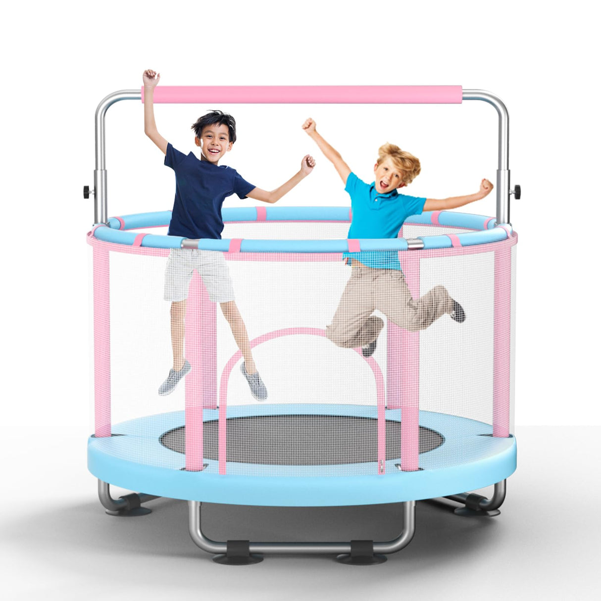 FitinOne 55" Toddler Mini Trampoline for Kids, Indoor Outdoor Toys with Swing, 440lbs Baby Kids Trampoline, Gymnastics Bar, Birthday Gifts for Boy Girl Age 1-8 FitinOne