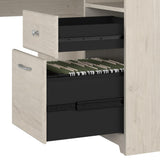 Bush Furniture Cabot 60W L Shaped Computer Desk with Storage in Linen White Oak Bush Business Furniture