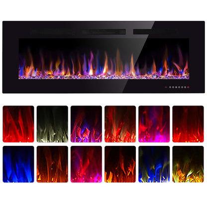 60" Electric Fireplace in-Wall Recessed and Wall Mounted 1500W Fireplace Heater and Linear Fireplace with Timer/Multicolor Flames/Touch Screen/Remote Control