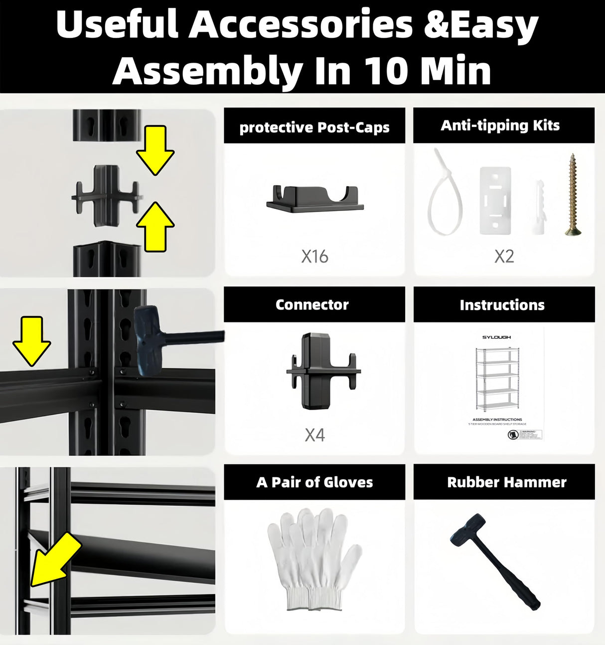 LI JIU HOME 84“H Garage Shelving Heavy Duty Storage Shelves 3500 LBS Adjustable Metal Shelving Uints and Storage for Garage,Warehouse,School,Commercial,Business, 62 "W x 24 "D x 84 "H LI JIU HOME