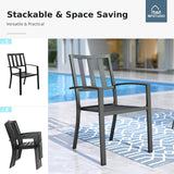 MFSTUDIO Outdoor Dining Set for 8, Patio Table and Chairs Set with Umbrella Hole, 9 Piece Metal Patio Dining Sets, Outdoor Patio Furniture Set for Deck Backyard Poolside Garden MFSTUDIO