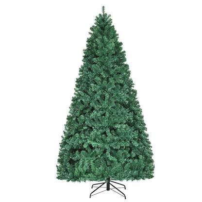 Goplus 8ft Pre-lit Artificial Christmas Tree, Hinged Premium Spruce Xmas Full Tree with 1438 PVC Tips, 430 LED Lights, Folding Metal Stand, for Home Office Party Decoration