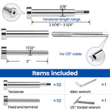 [Patent] Muzata 20 Pack 1/8" Invisible Cable Railing Kit Hardware Invisible Receiver Swage Stud End for 2"x2" 4"x4" Wood Metal Post T316 Stainless Steel Deck Cable Railing System 10 Pair CR26 Muzata