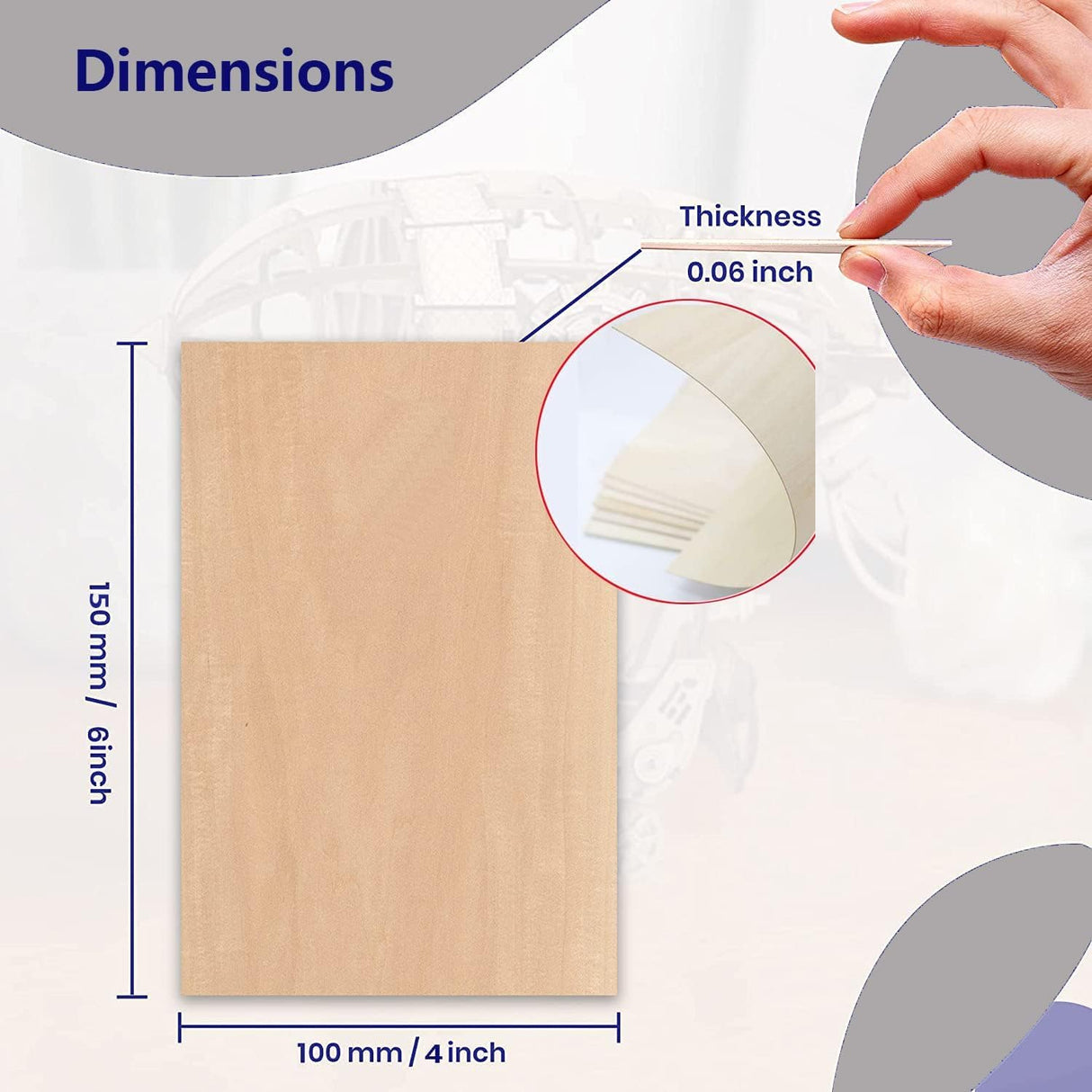 Unfinished Wood Pieces,50Pcs Basswood Sheets 1/16,Thin Plywood Wood Sheets for Crafts,Perfect for DIY Projects, Painting, Drawing, Laser, Wood Engraving, Wood Burning and CNC Cutting(150x100x1.5mm) Aolite