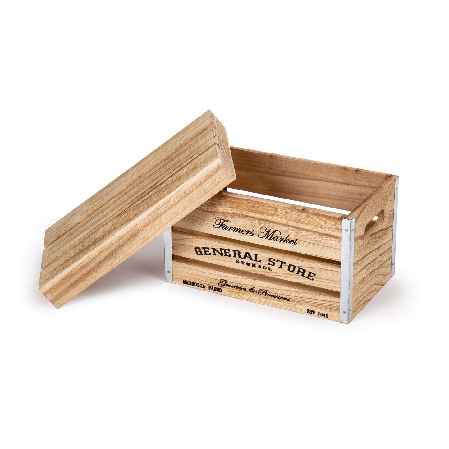 Truu Design Farmhouse Modern 3-Piece Boxes, 16.5 x 12.5 inches, Beige Wooden Storage Crate Set, 16.5 x 12 (65690)