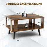 Giantex Small Wood Coffee Table, 2-Tier Tea Table w/Open Storage Shelf & Supportive Legs, Easy Assembly, Mid-Century Center Table for Living Room, Reception Room Giantex